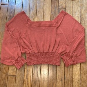 Free People Square Neck Smocked Crop Top - XS